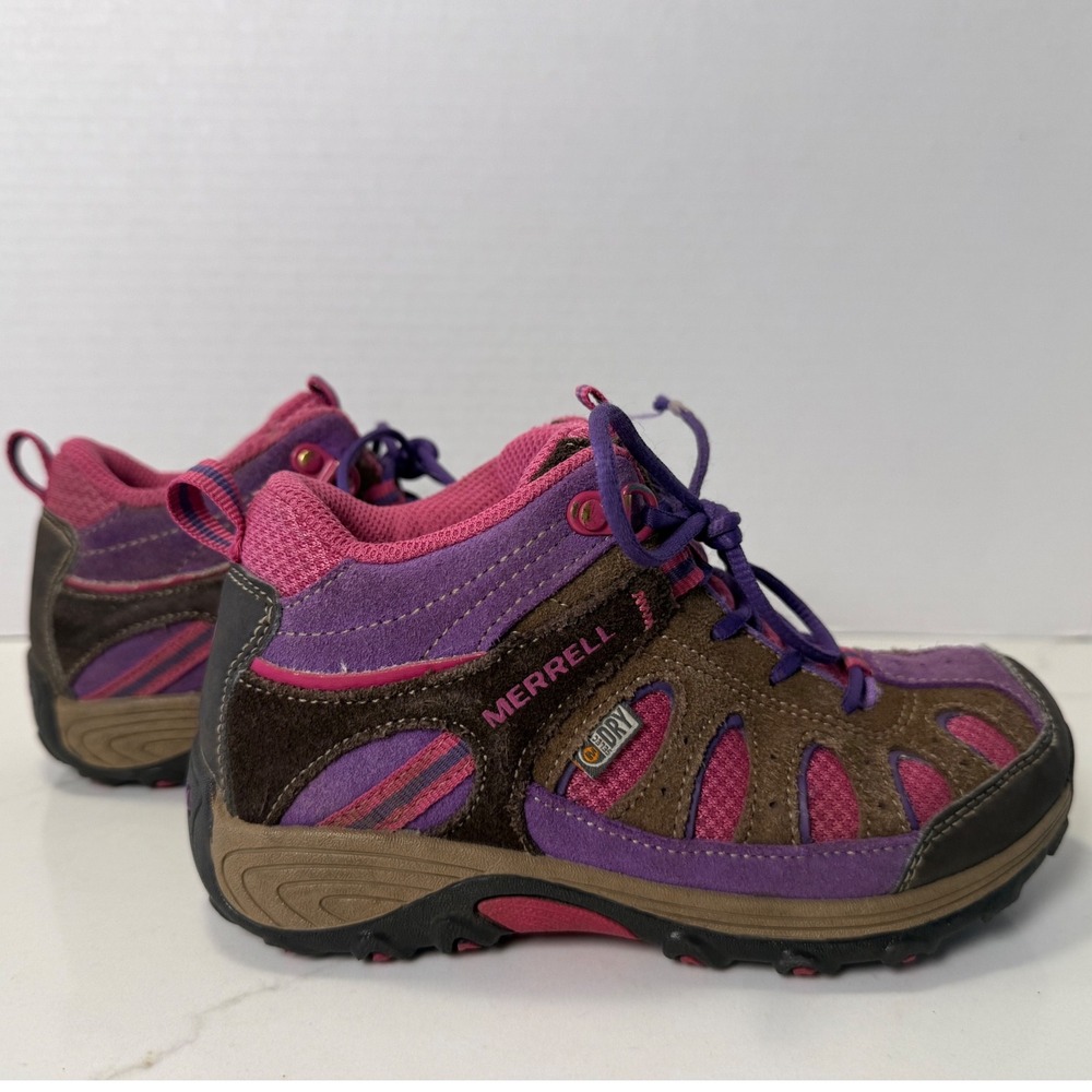 Merrell Kids M-Select DRY Waterproof Hiking Boots Brown Pink Purple MC51952 12.5 - Picture 3 of 8